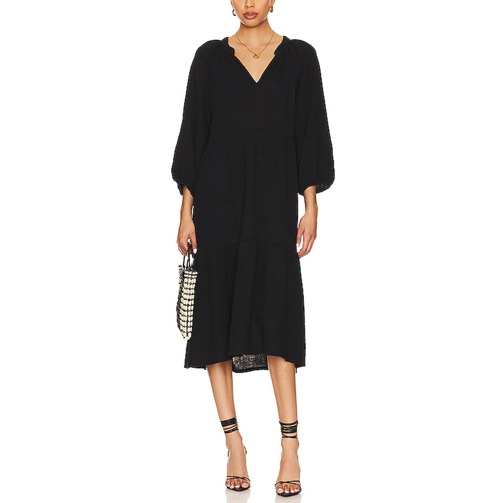 Nation Ltd 'Imani' Black Tiered Peasant Dress Size XS
